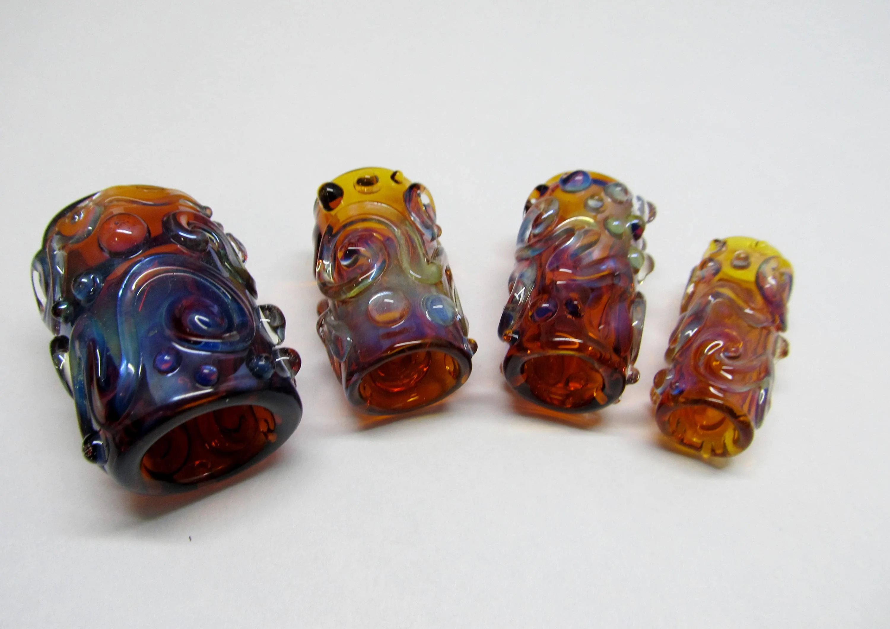 Fancy Silver Fume Glass Dread Bead All Colors, CUSTOM Bead Hole Sizes 4-16mm