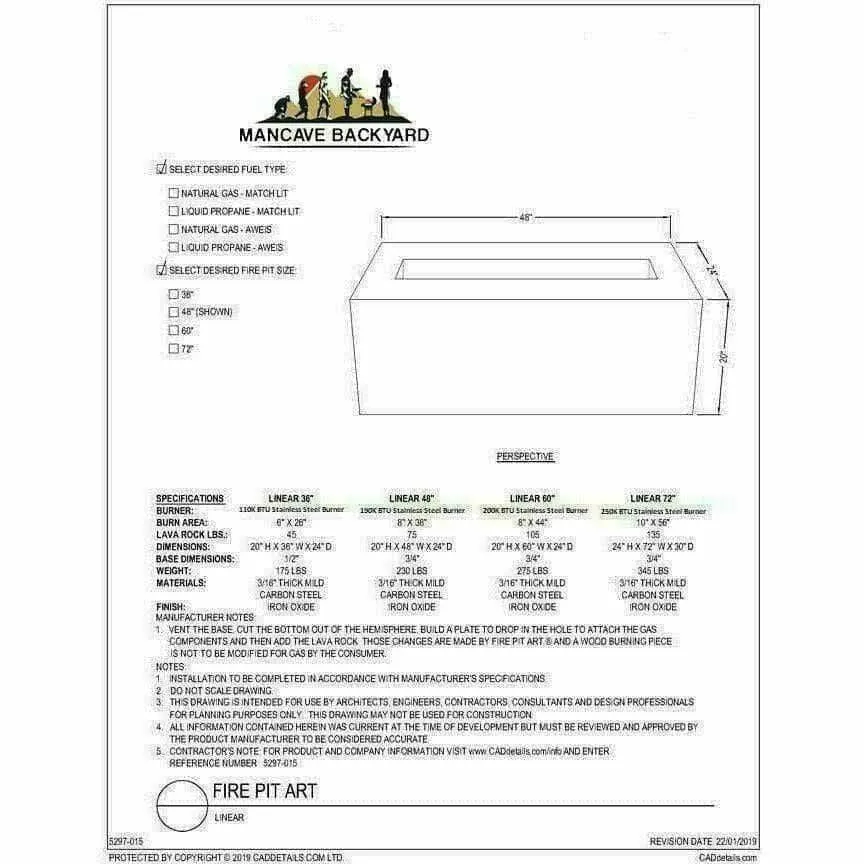 Fire Pit Art Linear 60" - 200K BTU