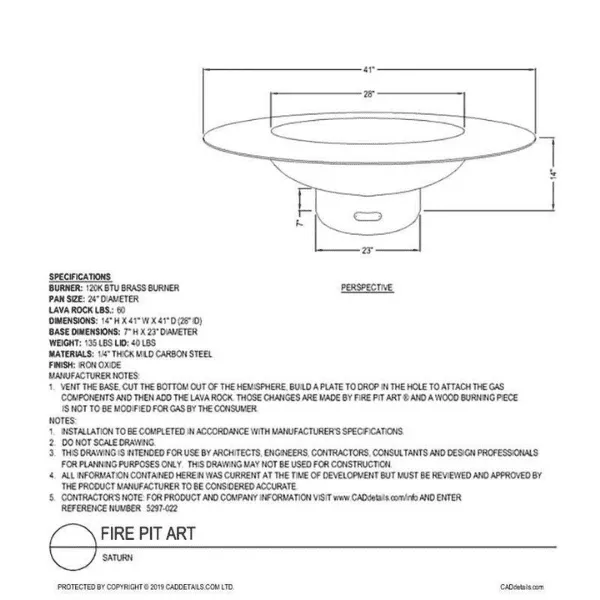 Fire Pit Art Saturn Fire Pit - Saturn - PENTA18-125K BTU-NG