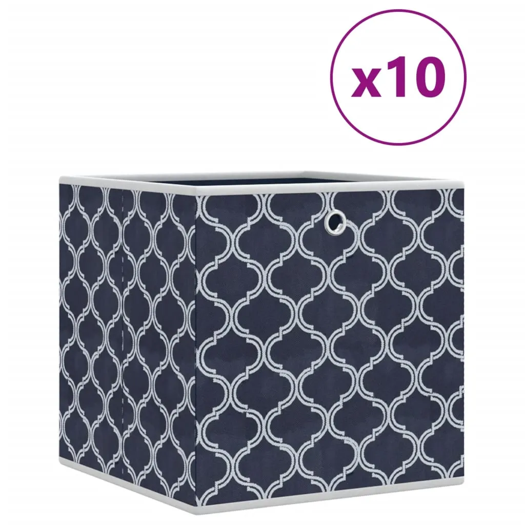 Foldable Storage Boxes 10 pcs Blue 32x32x32 cm Non-woven Fabric