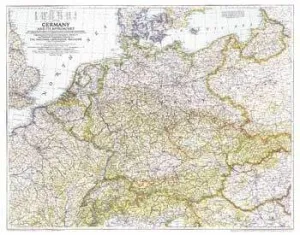 Germany and Its Approaches 1938-1939 (1944) Vintage Map by National Geographic