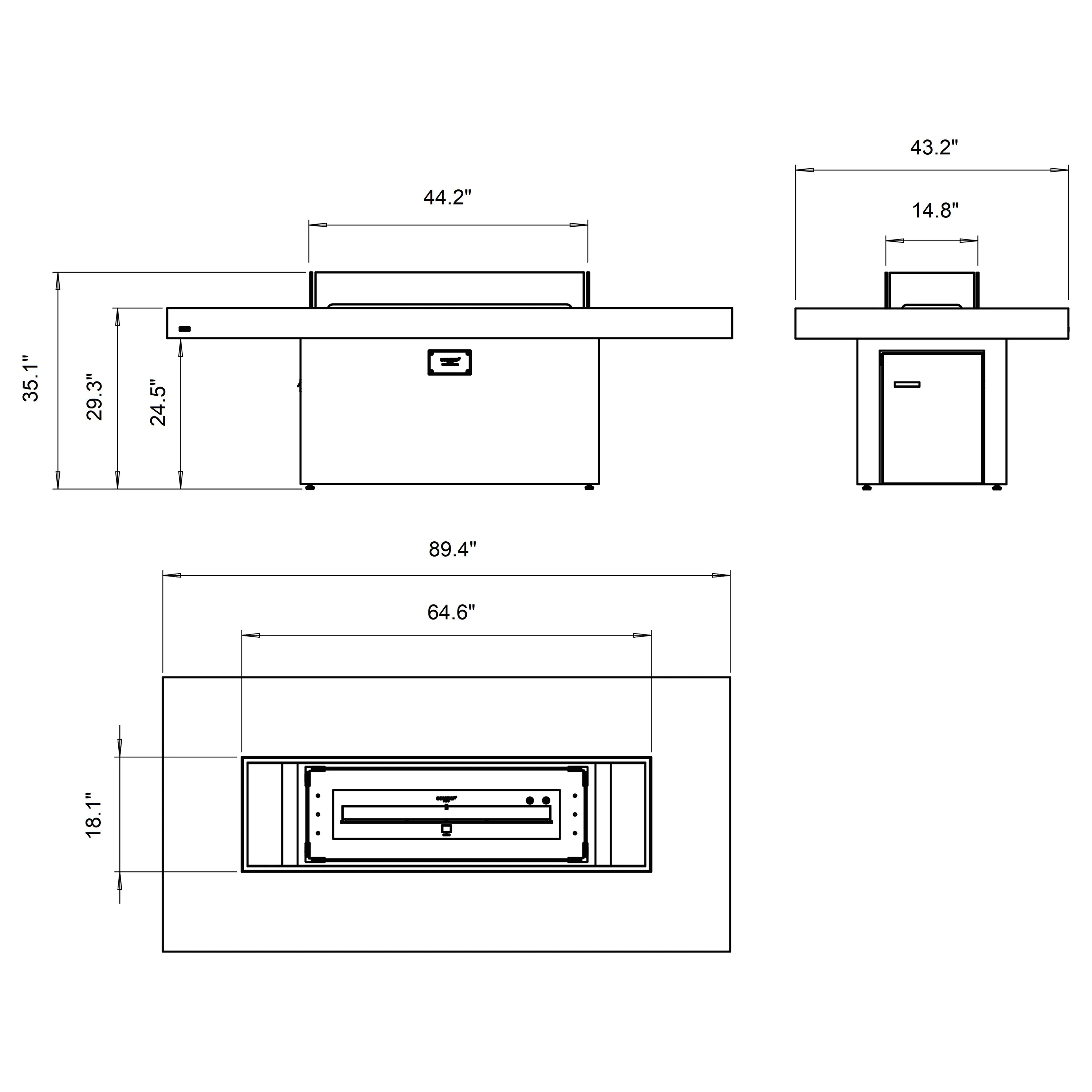 Gin 90 Teak Dining Fire Table Set