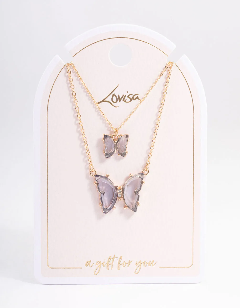 Gold Statement Diamante Butterfly Necklace