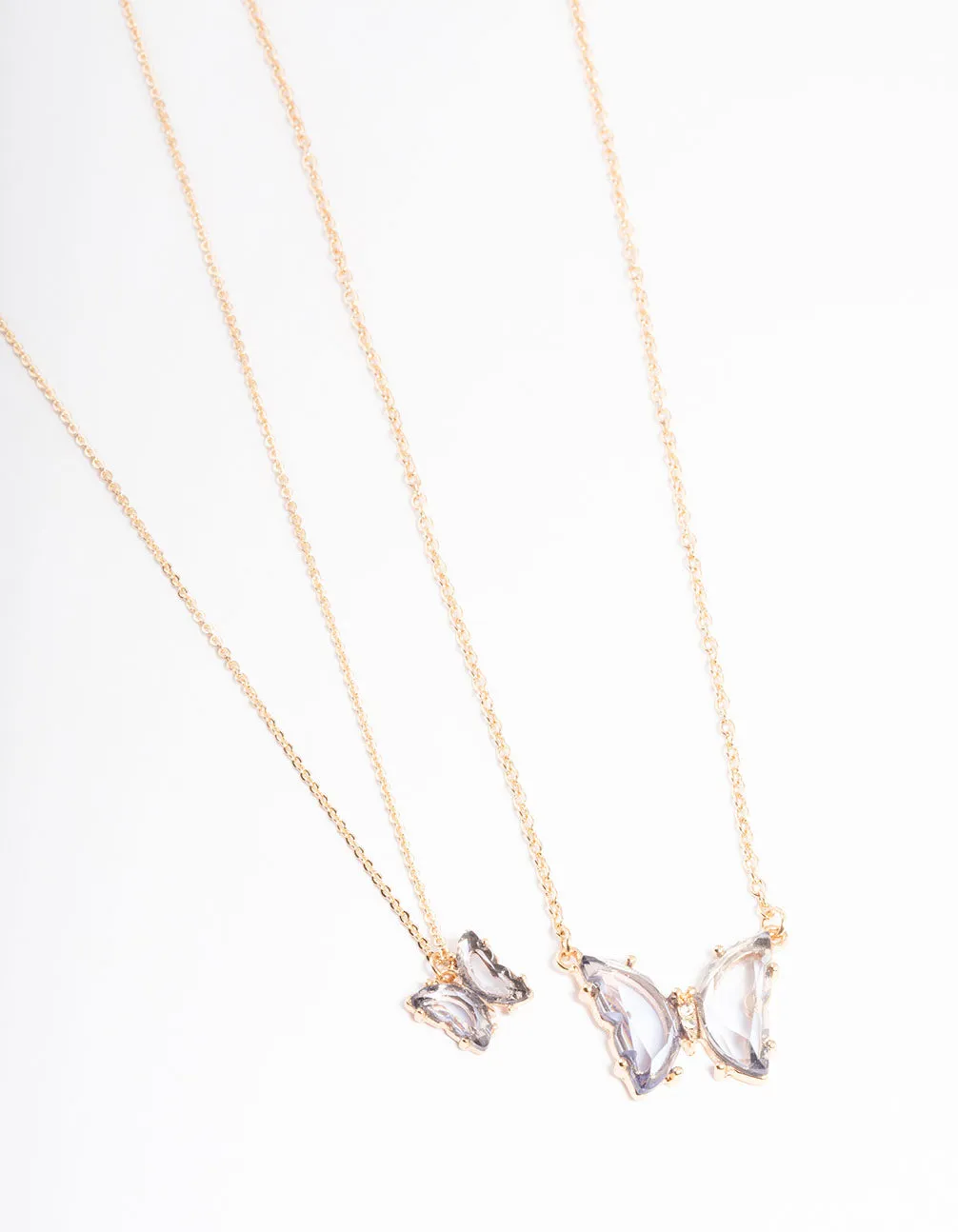 Gold Statement Diamante Butterfly Necklace