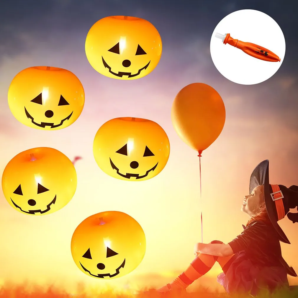 Halloween LED Light Balloons Orange Pumpkin Lantern Holiday Supplies Yard Lawn Garden Decoration Inflatable Dreamy Decoration