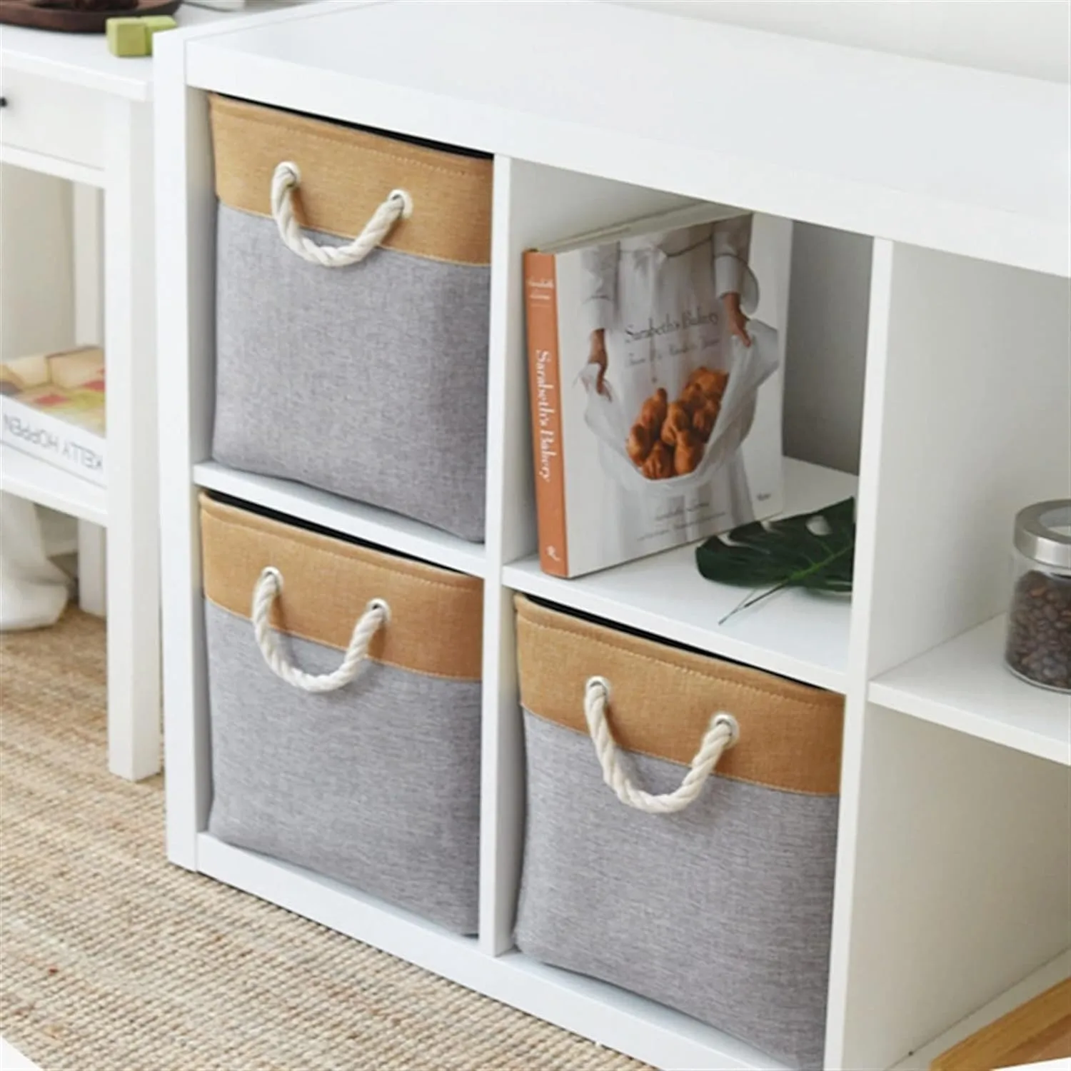 Homestic Stackable Storage Basket|Foldable Toy Storage Bin|Wardrobe Organizer For Clothes|3 Different Sizes (Grey & Brown)