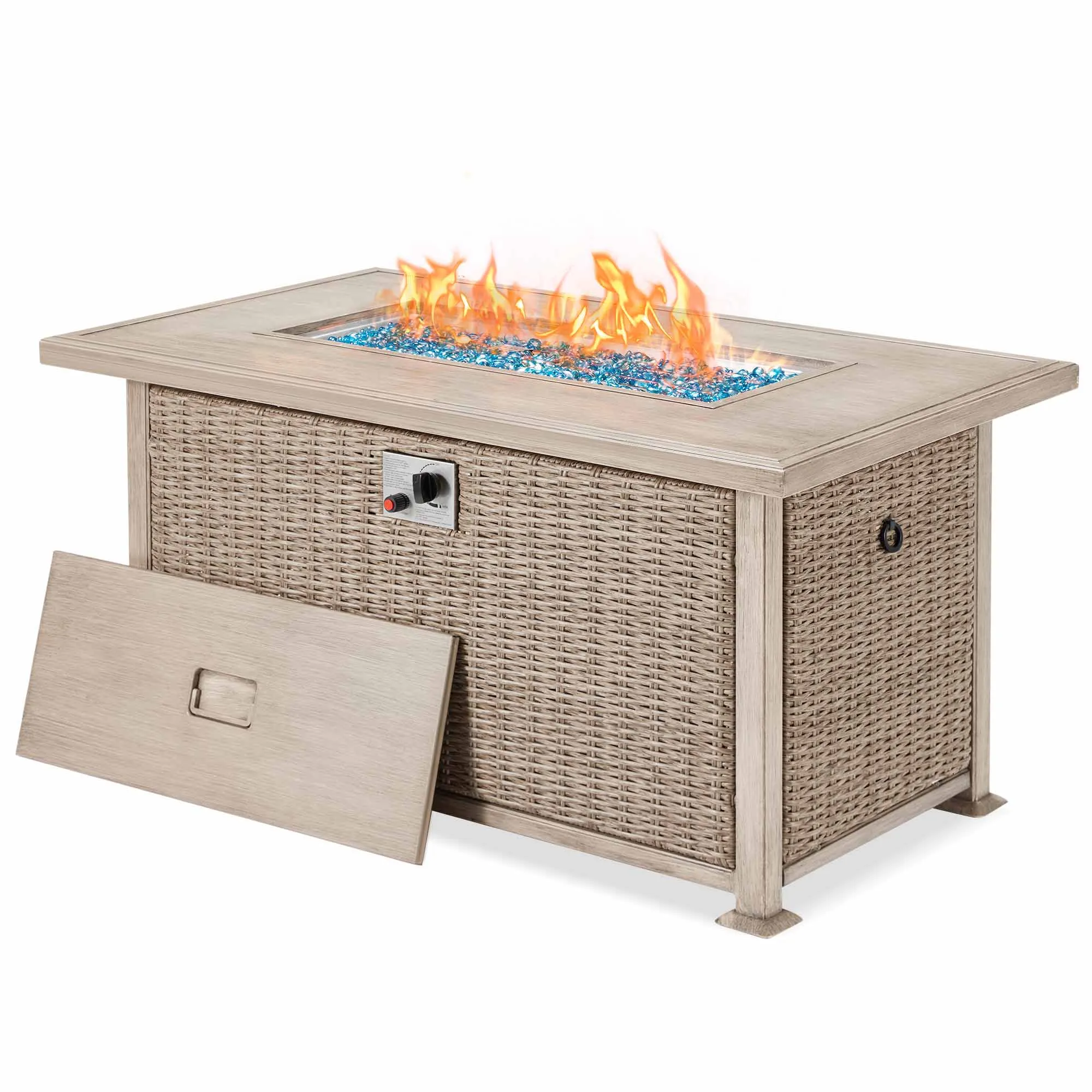 Homrest 44 in Fire Pit Table 50,000 BTU Auto-Ignition Propane Fire Pit, Gray