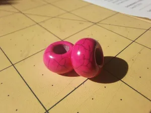 Hot Pink Howlite Dread Beads / 6mm Bead Hole - 2 pack / Rainbow Stone dread beads, Dreadlock Bead, Dread Jewelry,  Dread Accessories,