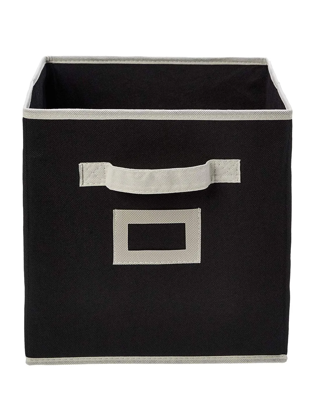 Kuber Industries Non Woven Fabric Foldable Storage Cube Box with Handle, (Extra Small, Black)-KUBMART1852