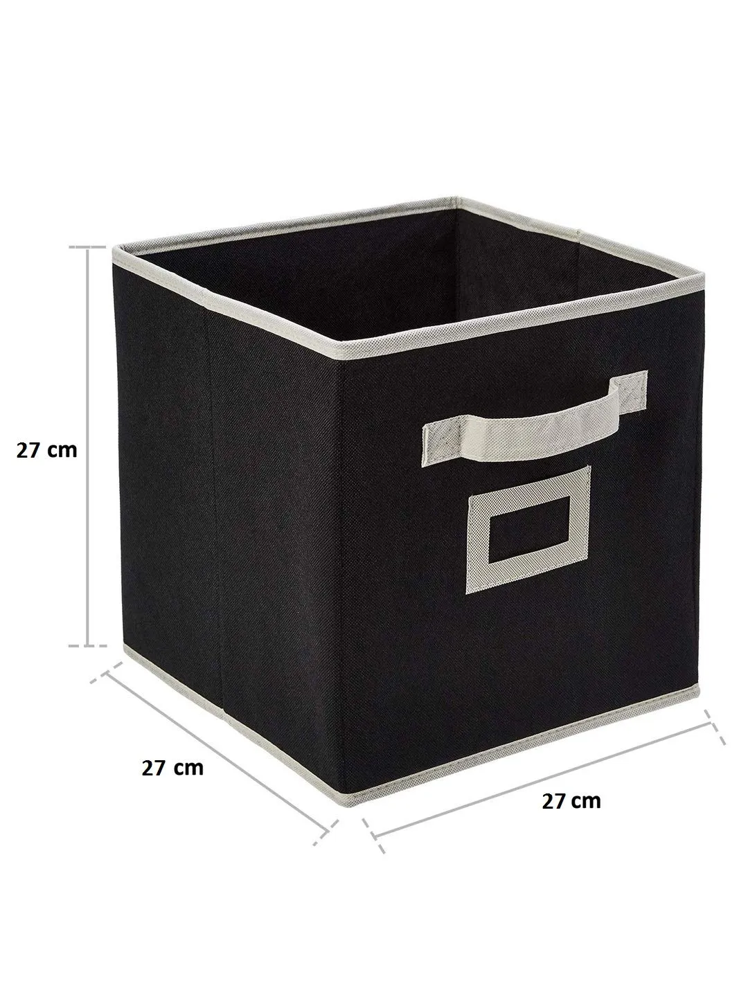 Kuber Industries Non Woven Fabric Foldable Storage Cube Box with Handle, (Extra Small, Black)-KUBMART1852