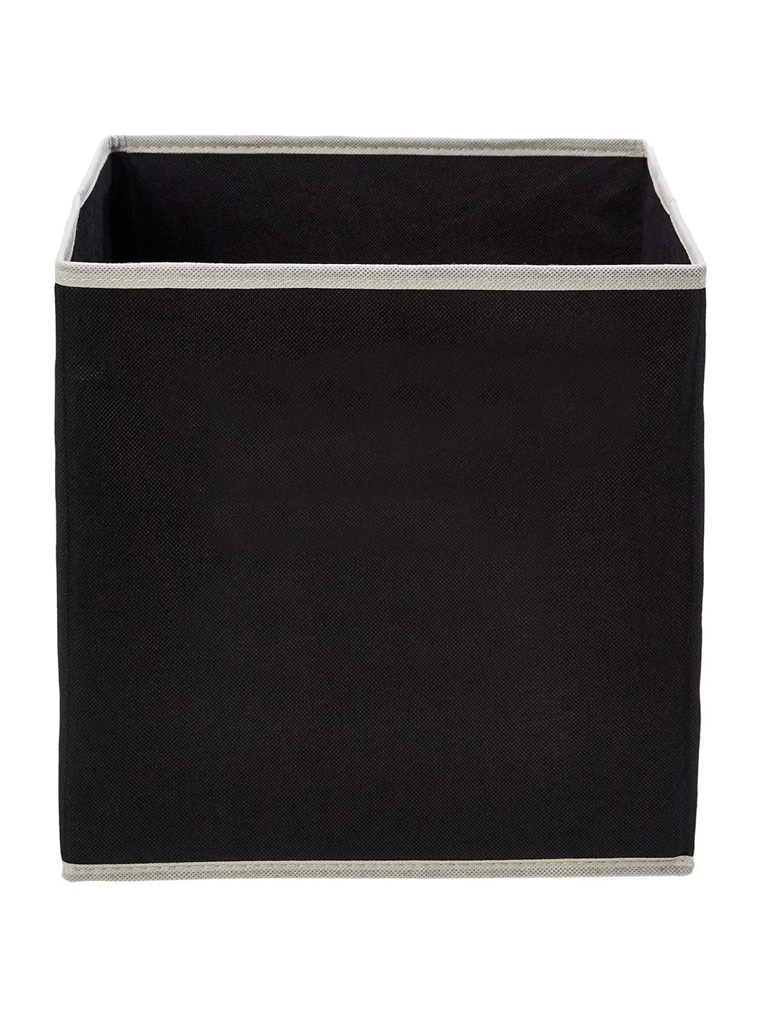 Kuber Industries Non Woven Fabric Foldable Storage Cube Box with Handle, (Extra Small, Black)-KUBMART1852