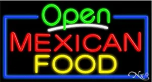 Mexican Food Open Handcrafted Energy Efficient Glasstube Neon Signs