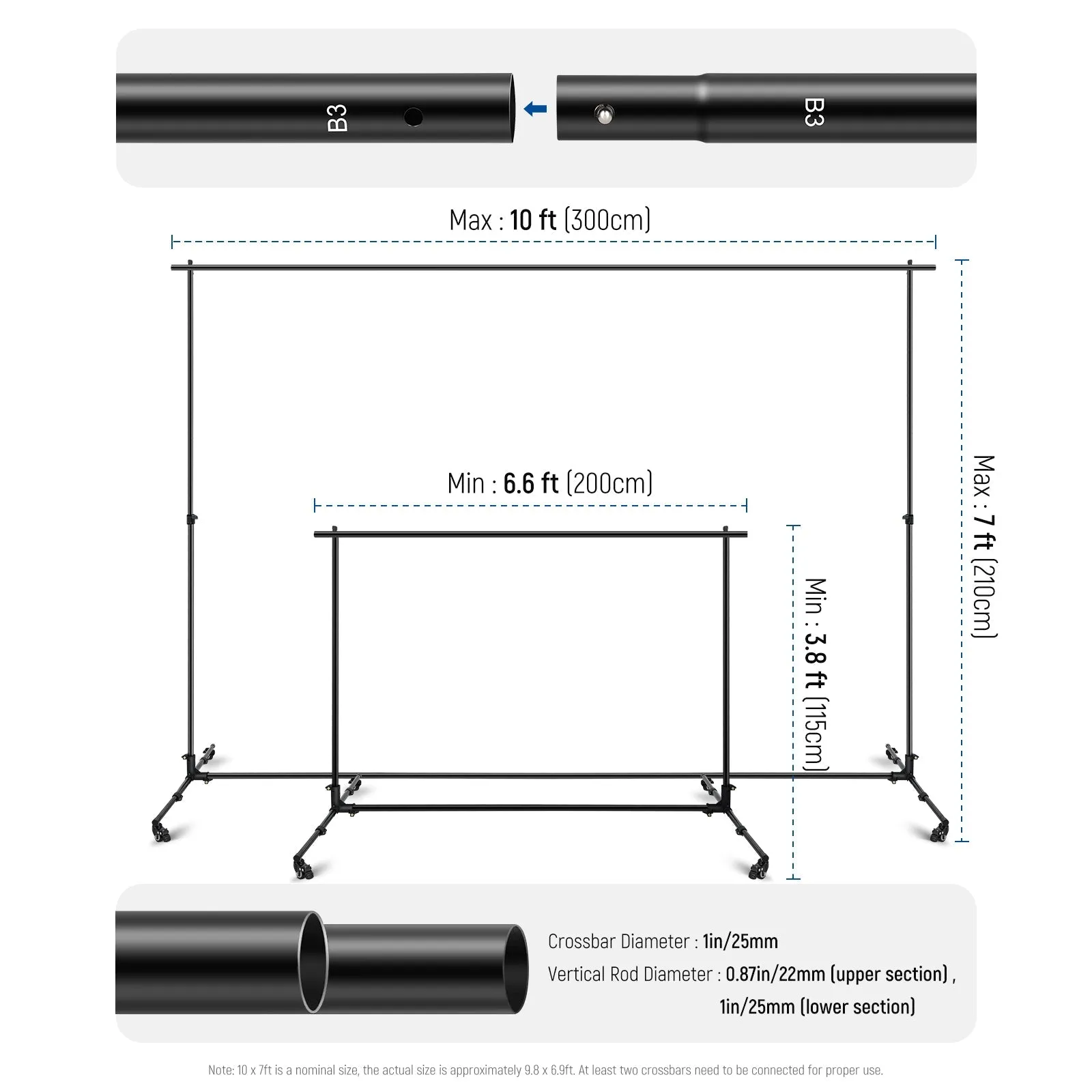 NEEWER NK-02 Upgraded 10x7ft Heavy Duty Backdrop Stand with Casters