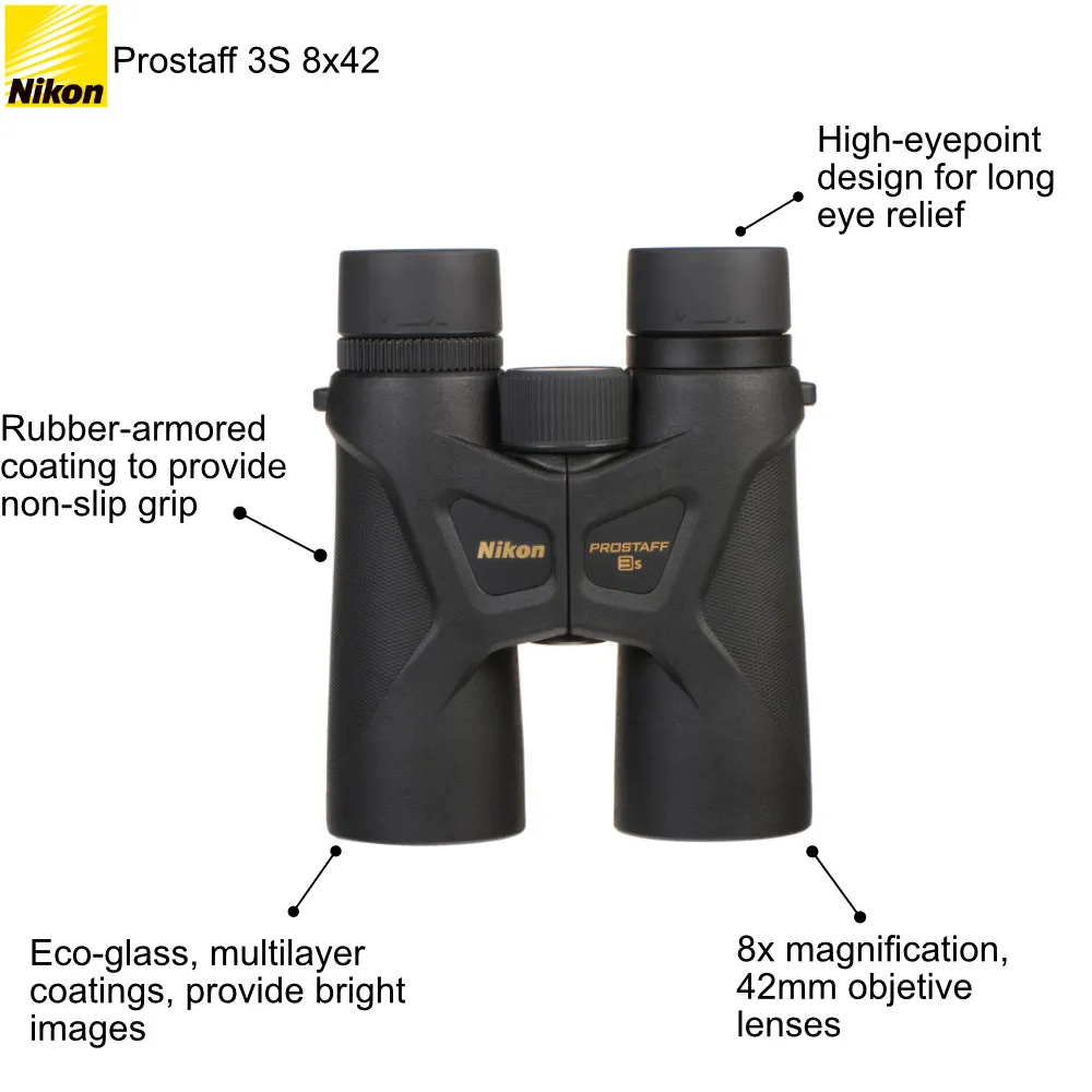 Nikon Prostaff 3S 8x42 Binoculars Lightweight Waterproof and Fogproof , Black