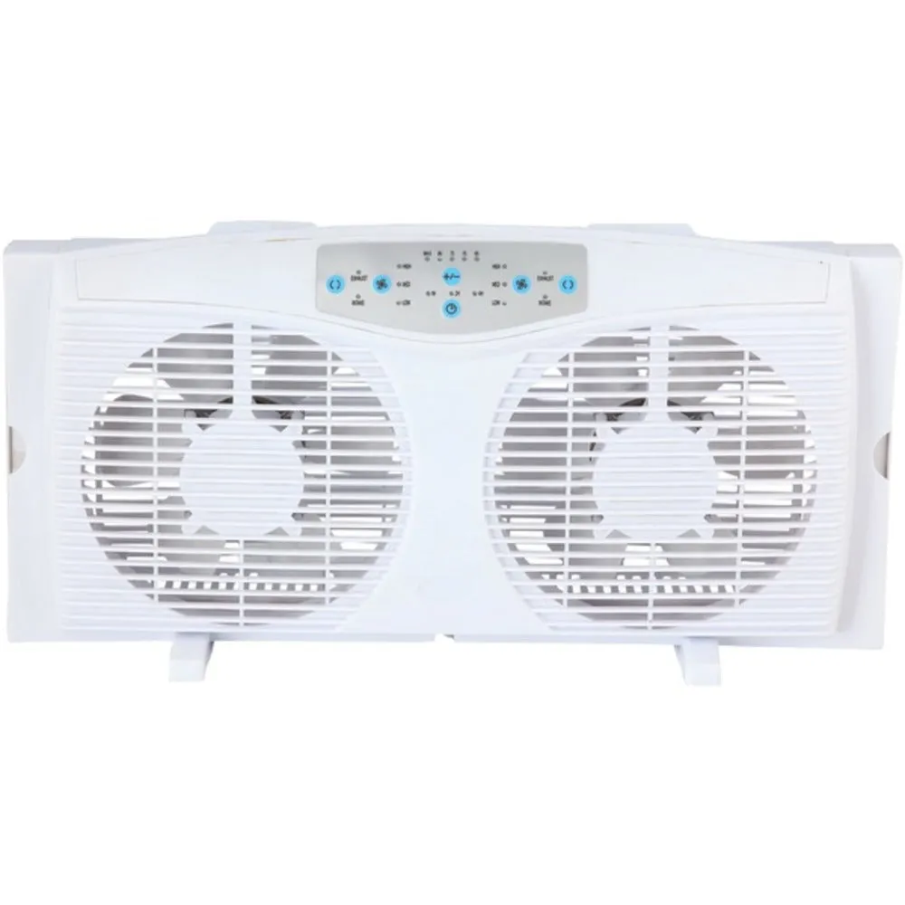 Optimus F-5286 8 Reversible Twin Window Fan with Thermostat