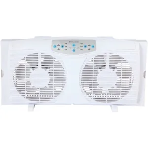 Optimus F-5286 8 Reversible Twin Window Fan with Thermostat