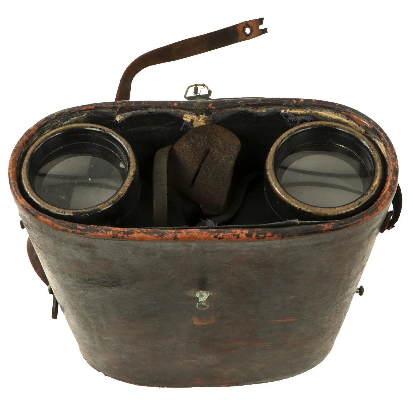 Original German WWII Ernst Leitz 10x50 Dienstglas Binoculars with Leather Case & Button Tab dated 1937