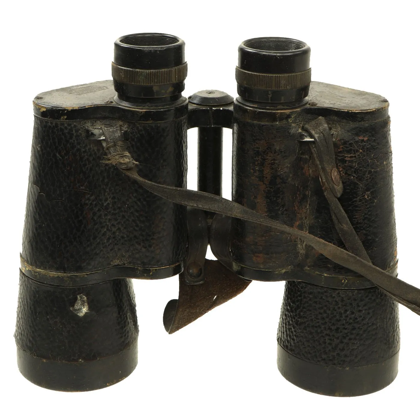 Original German WWII Ernst Leitz 10x50 Dienstglas Binoculars with Leather Case & Button Tab dated 1937