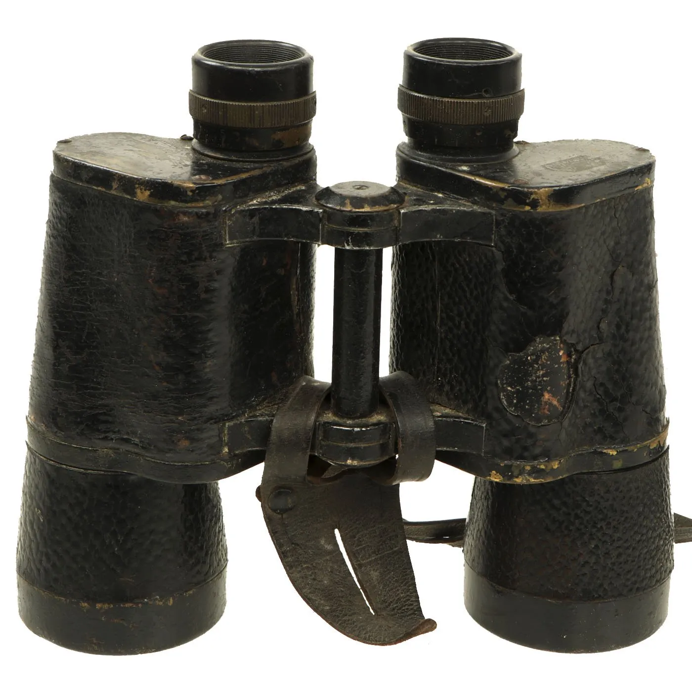 Original German WWII Ernst Leitz 10x50 Dienstglas Binoculars with Leather Case & Button Tab dated 1937