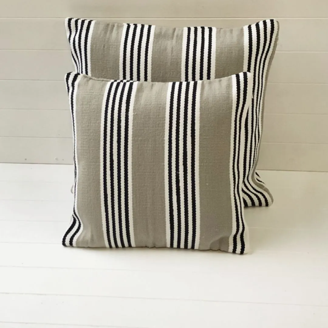 Outdoor Cushion 60cm | Durban Sand Black Stripe