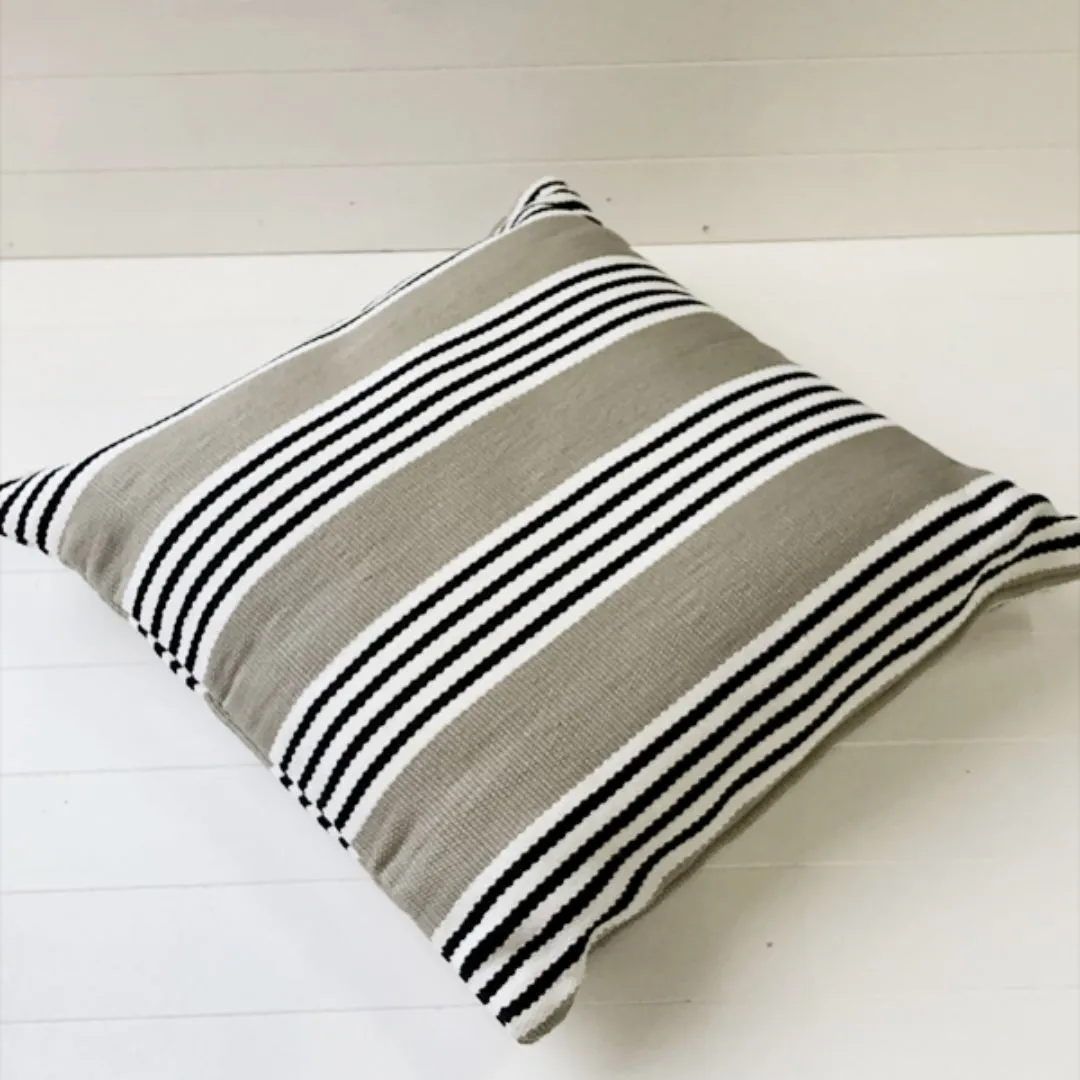 Outdoor Cushion 60cm | Durban Sand Black Stripe