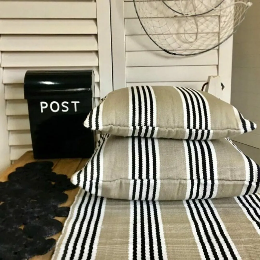 Outdoor Cushion 60cm | Durban Sand Black Stripe