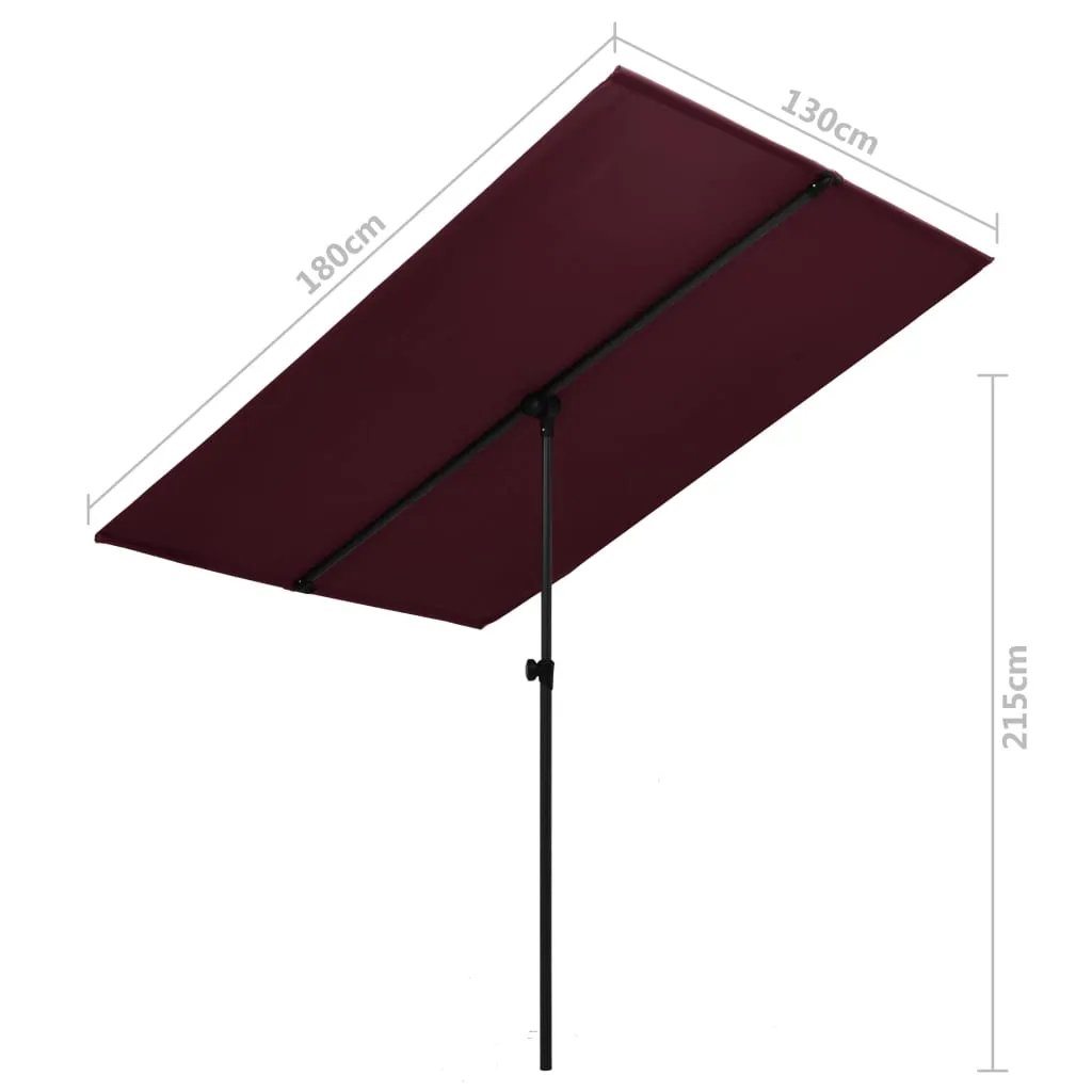 Outdoor Parasol with Aluminium Pole 180x130 cm Bordeaux Red