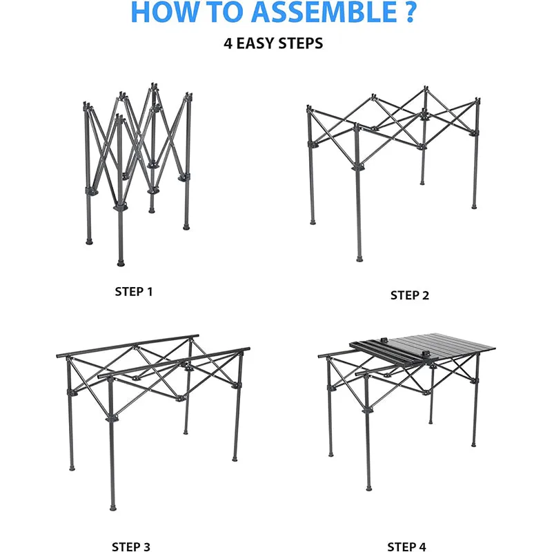 Outdoor Portable Camping Table with Carry Bag, Picnic,Dining, BBQ, Travel, Fishing,Utility Table, Easy to Clean, Lightweight Roll up Aluminum Folding Table for Cooking(95x56cm)
