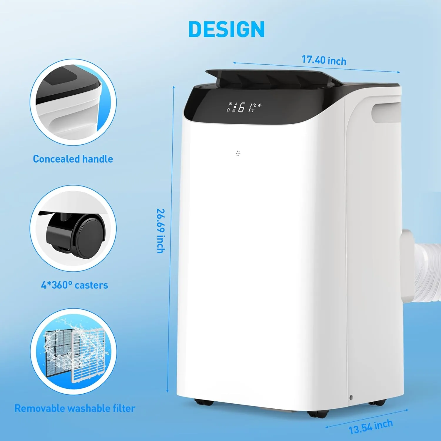 Portable Air Conditioner Cools Up to 700 Sq.Ft, 3-IN-1 Energy Efficient