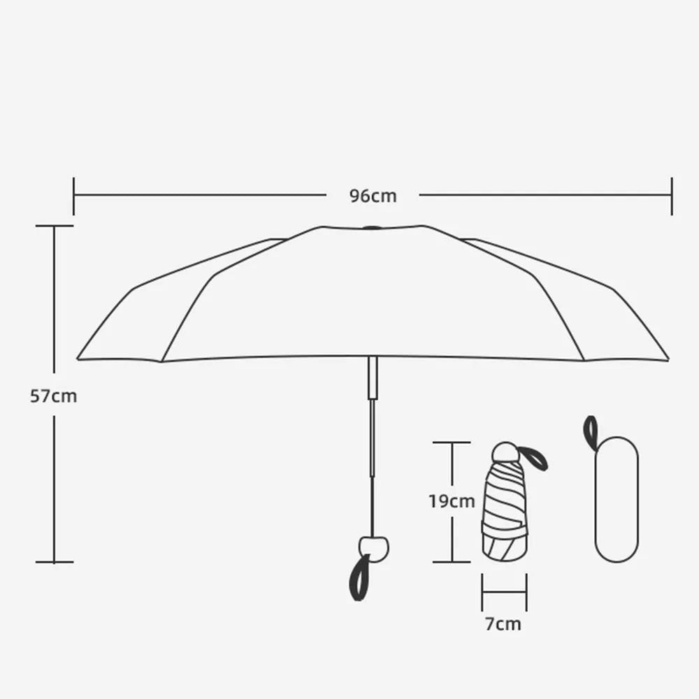 Portable Mini Five-fold Capsule Umbrella for Sun and Rain, HG0016