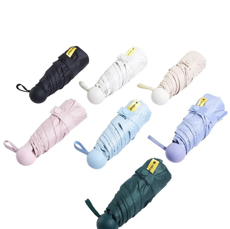 Portable Mini Five-fold Capsule Umbrella for Sun and Rain, HG0016