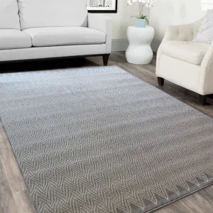 Portofino Chevron Pattern Area Rug (Grey, 120 x 170cm)