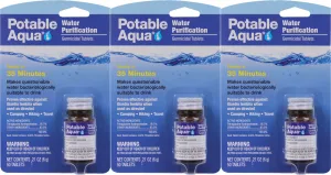 Potable Aqua Camping Water Purification Germicidal Tablets - 3 Pack