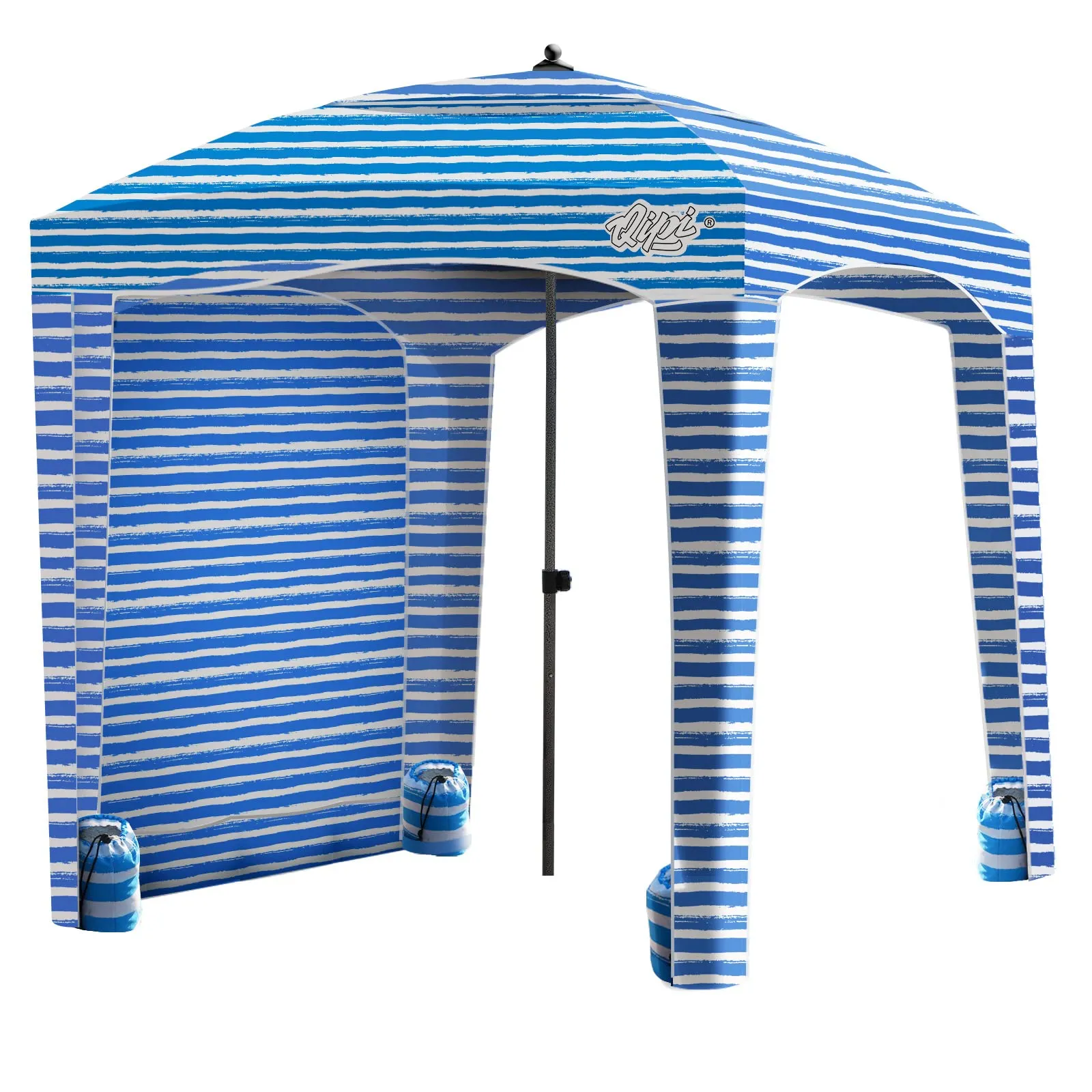 Qipi Beach Cabana - Easy to Set Up Canopy, Waterproof, Portable 6' x 6' Beach Shelter, Included Side Wall, Shade with UPF 50  UV Protection, Ultimate Sun Umbrella - for Kids, Family - Siesta Beach