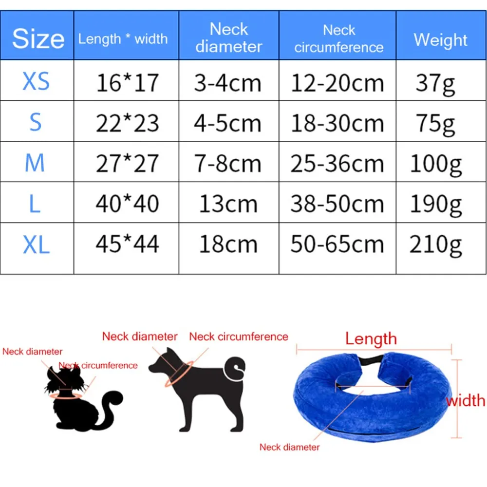 QPets Inflatable E Collar for Dogs and Cats (Blue)