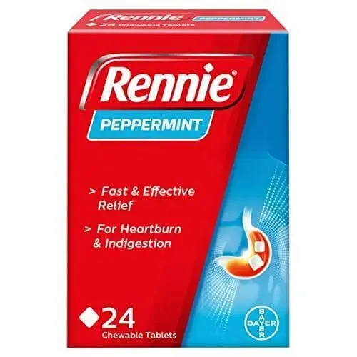 Rennie Peppermint Tablets, Pack of 24