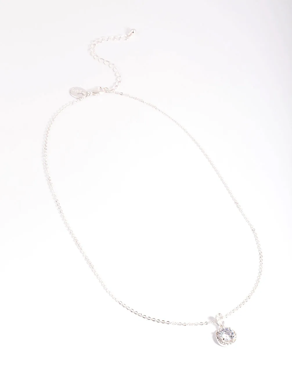 Silver Pretty Diamante Pendant Necklace