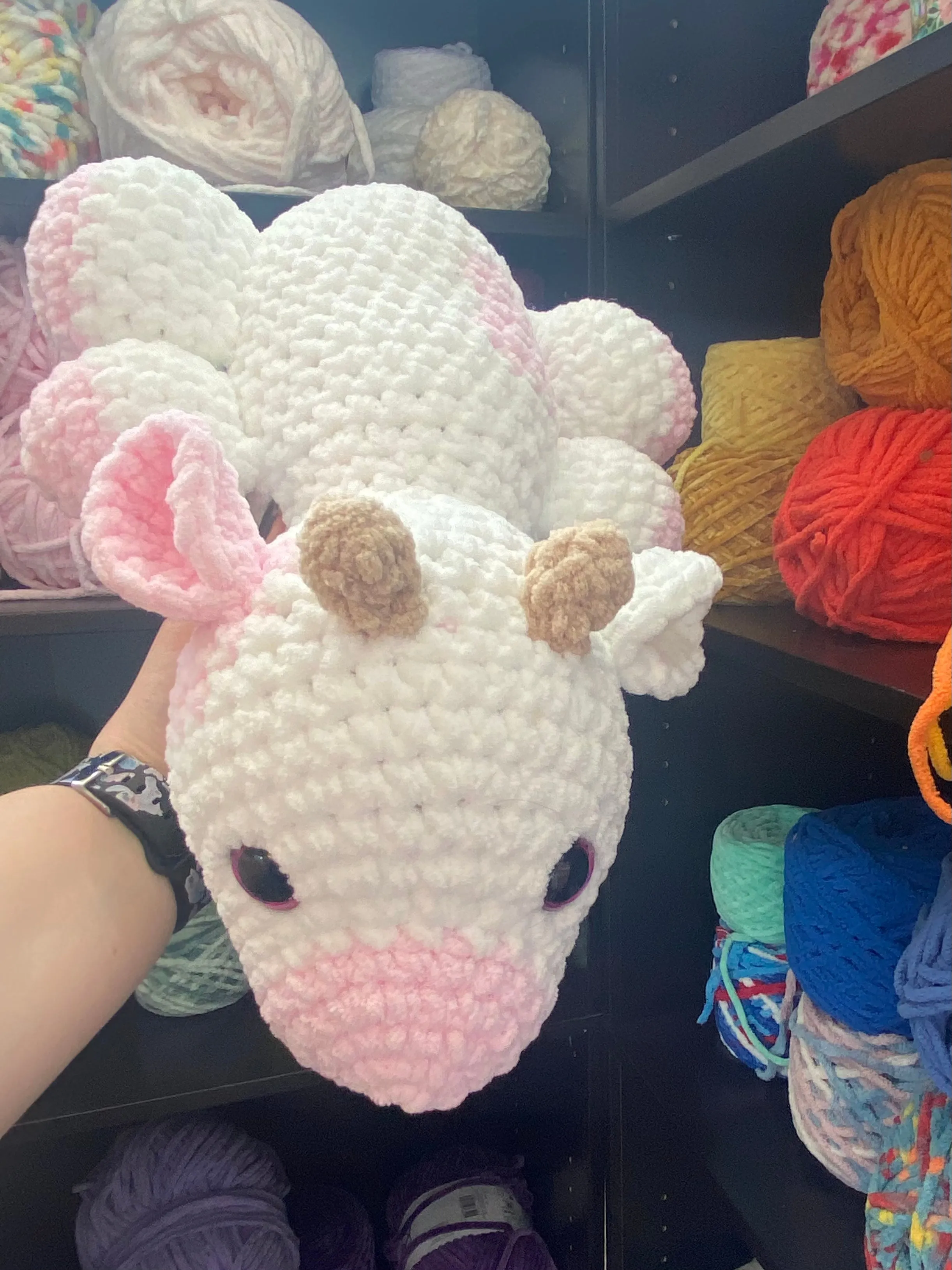 Sleeping Strawberry Cow Crochet Plushie