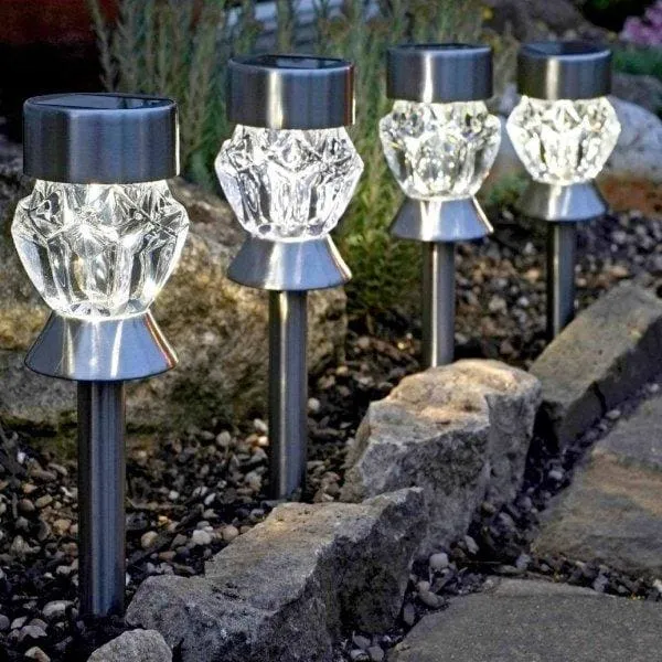 Smart Garden Solar Crystal Glass Marker Light - 4 Pack