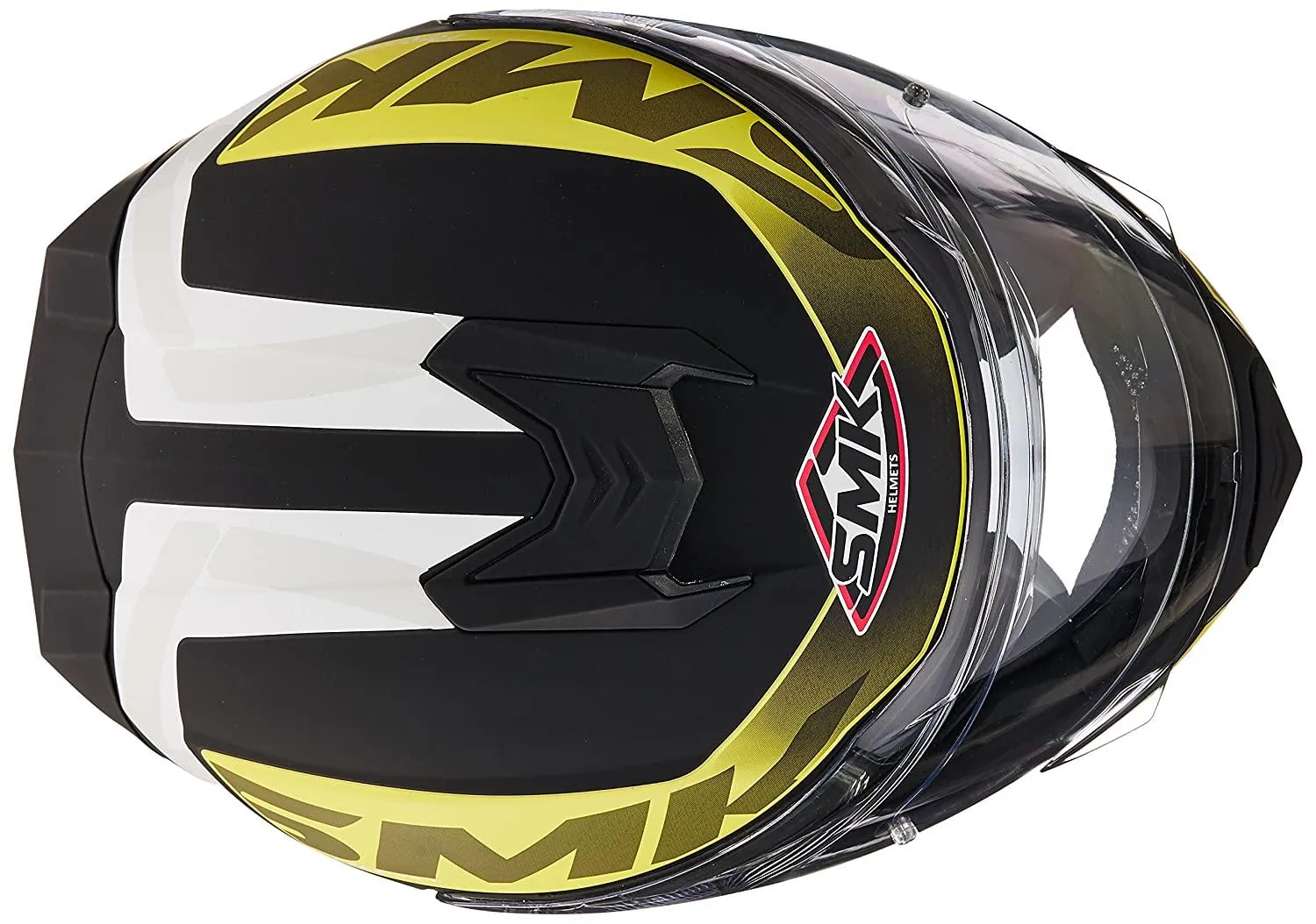 SMK HELMET -  Twister Logo Full Face Helmet With Pinlock Fitted Clear Visor (MA241/Matt Black, Fluorescent Yellow and White,)