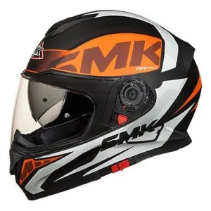 SMK Twister Logo Full Face Helmet With Pinlock Fitted Clear Visor (MA271/Matt Black, Orange and White)