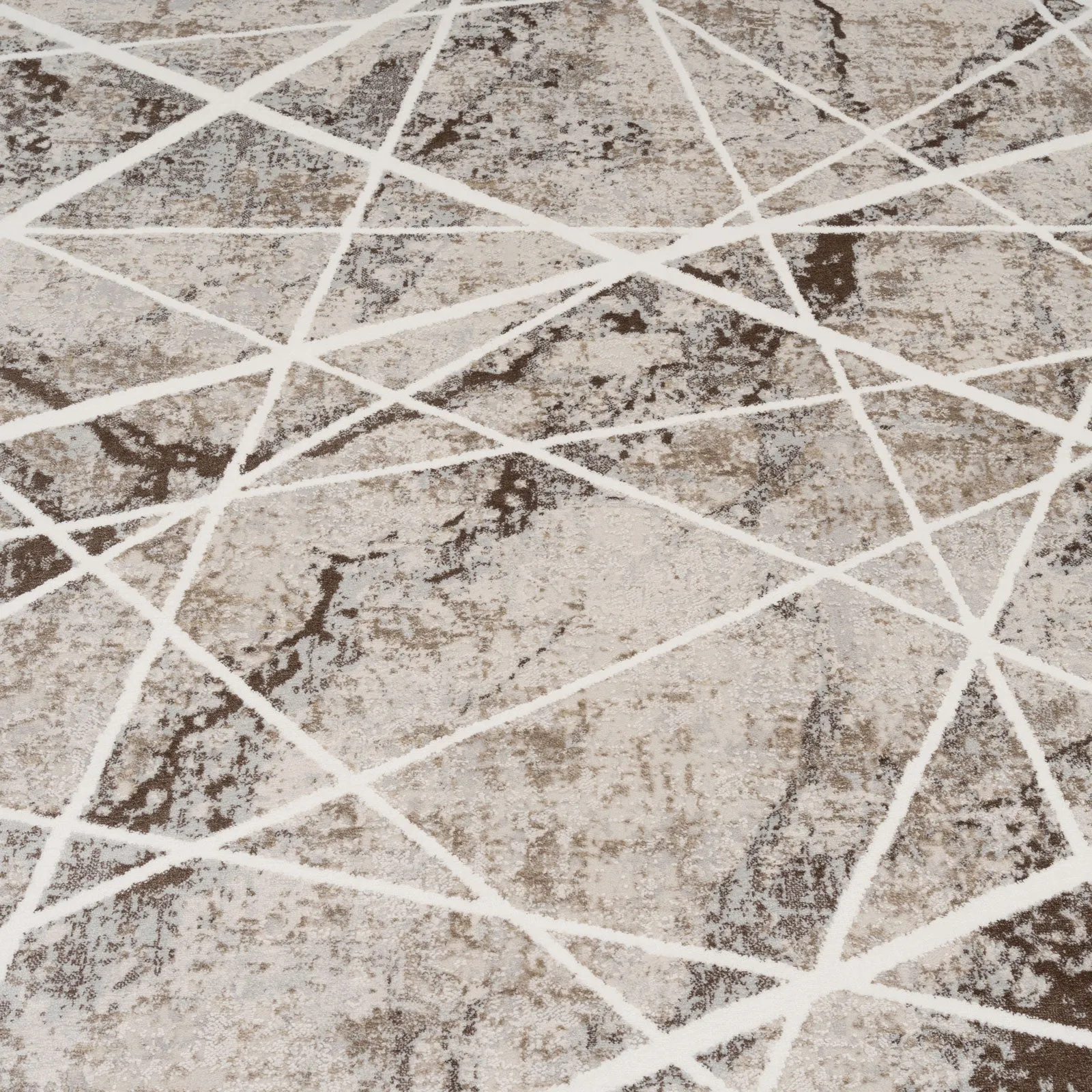 Soft Beige Geometric Rug - Valo