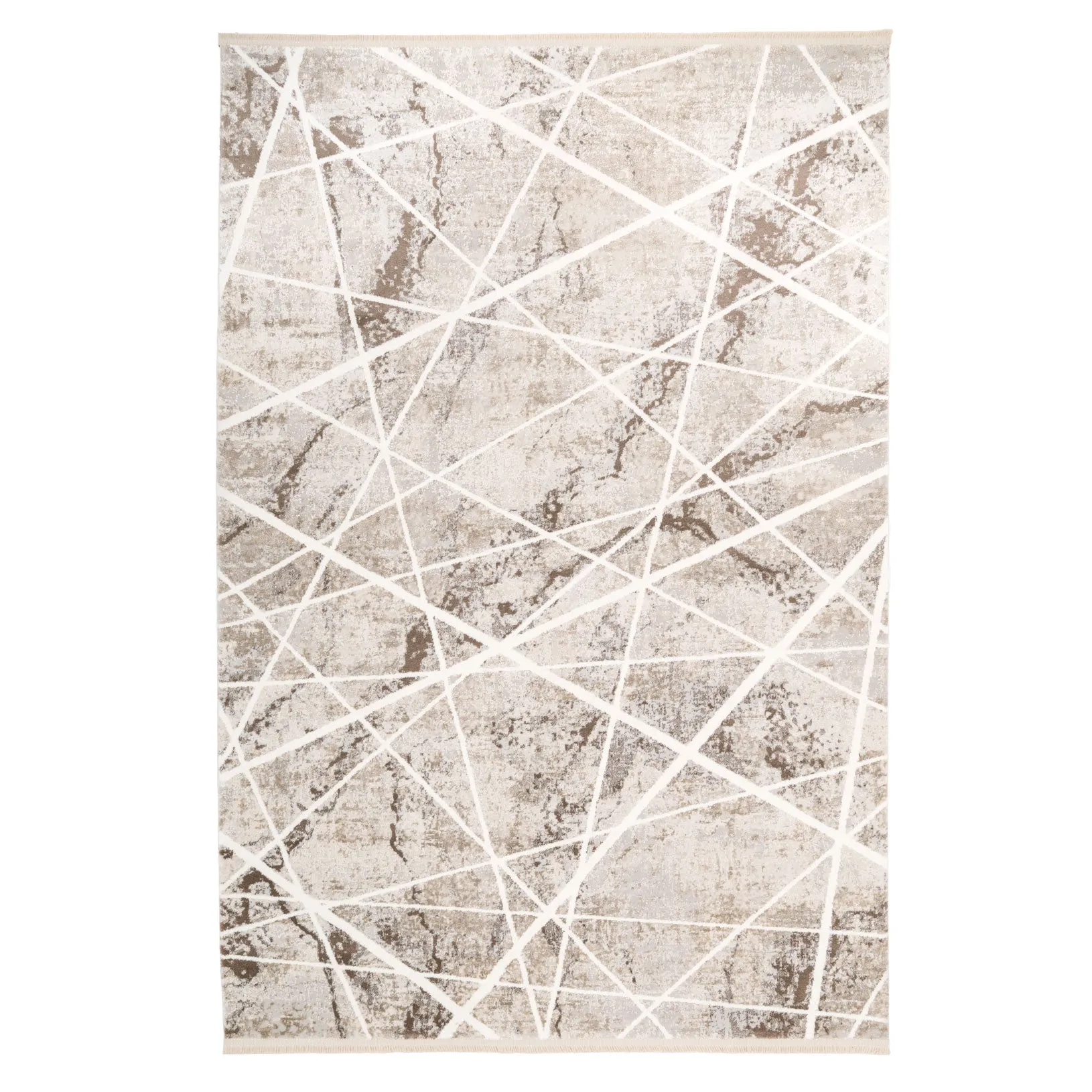 Soft Beige Geometric Rug - Valo