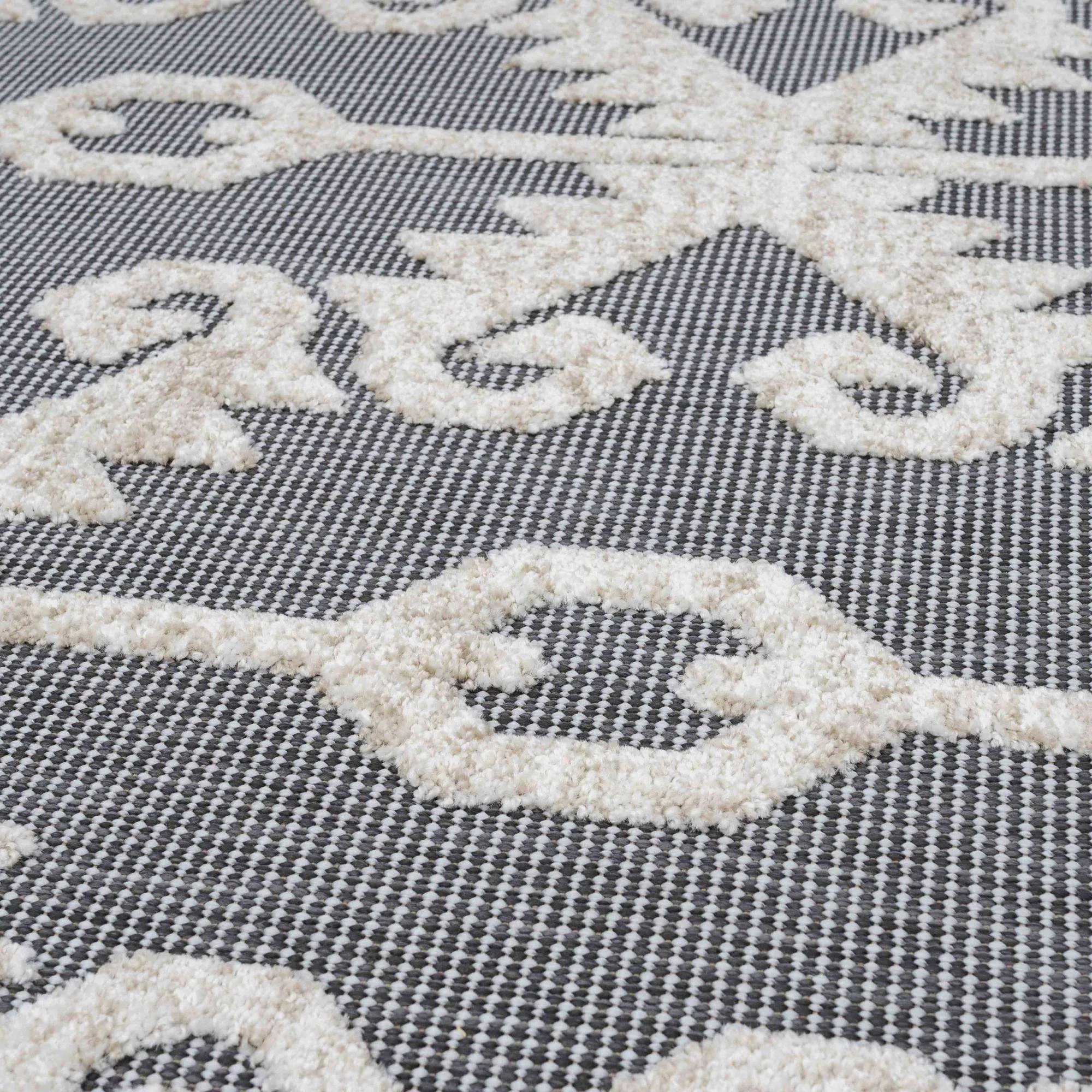 Soft Grey Elegant Trellis Weatherproof Outdoor Runner Rug - Sierra