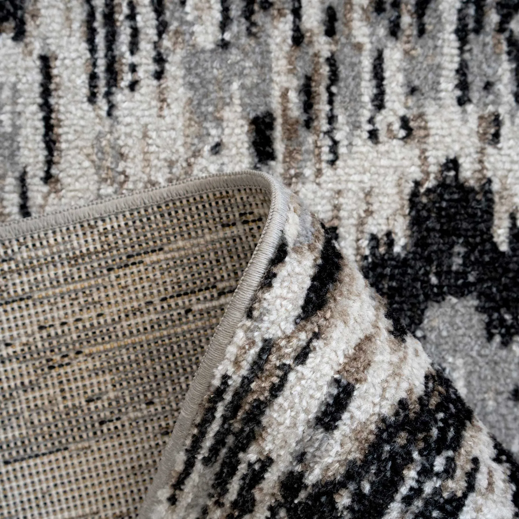 Soft Grey Ikat Living Room Rug