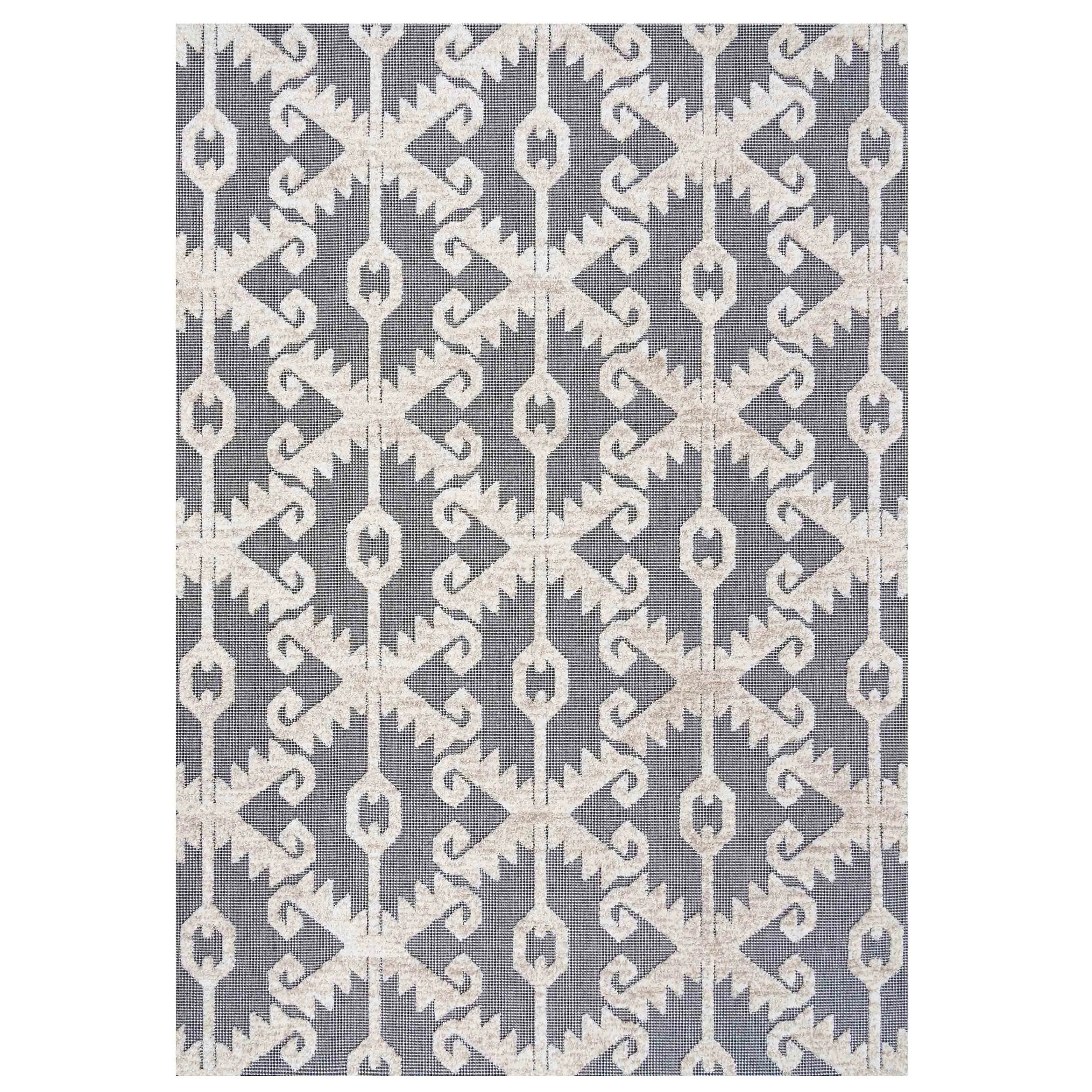 Soft Grey Trellis Weatherproof Outdoor Rug - Sierra