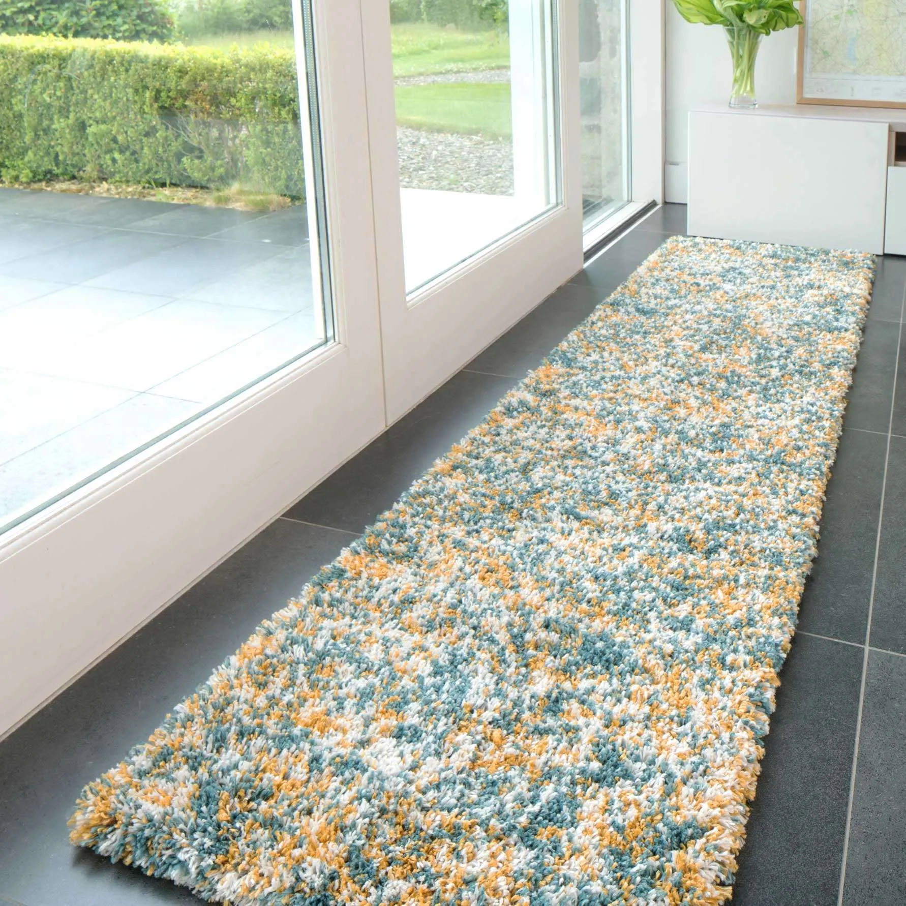 Soft Mottled Multicolour Shaggy Runner Rug