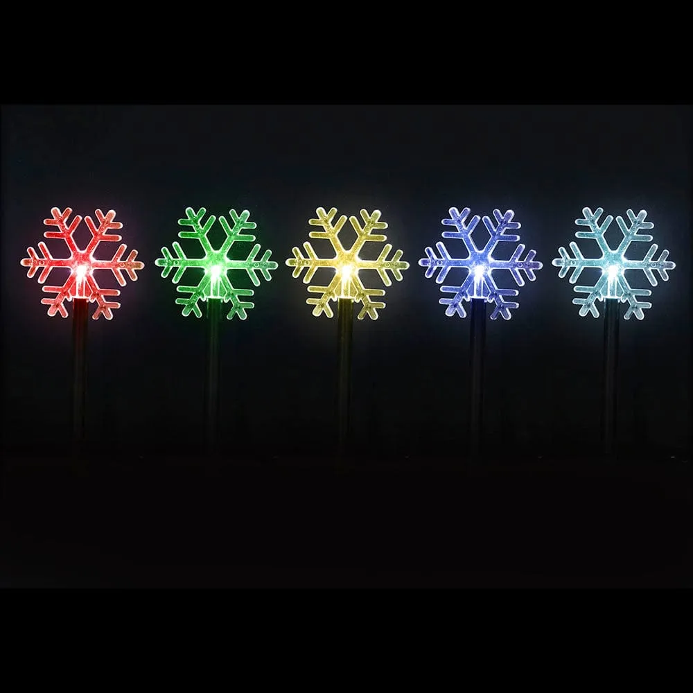 Solar Multi Snowflake Path Lights (5pk)