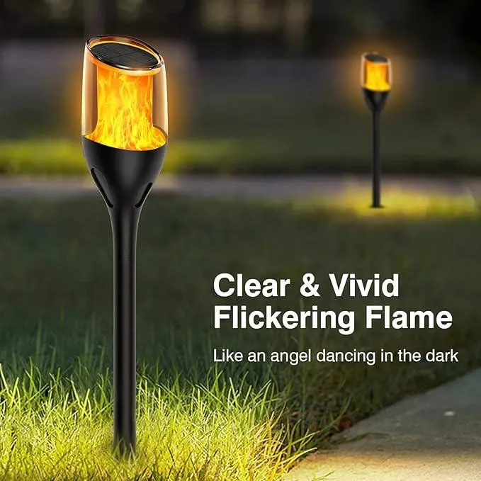 Solar Outdoor Lights,Taller Solar Torch Lights with Flickering Flame, Waterproof Solar Garden Pathway Lights, Flame Torches for Outside