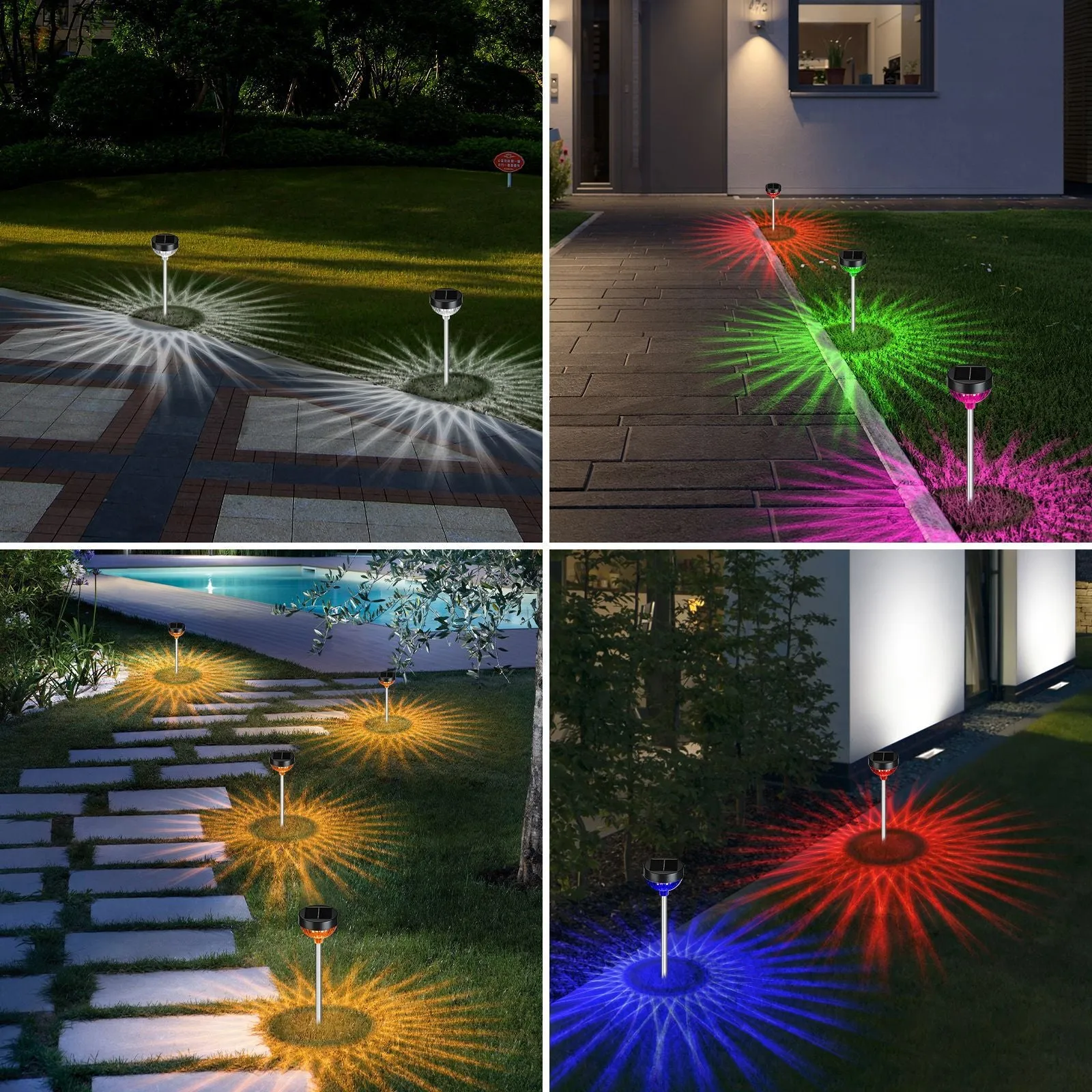 Solar Pathway Lights Outdoor Waterproof  Color Changing Garden Light Solar Powered for Outside(RGB/Warm White/Cool White)